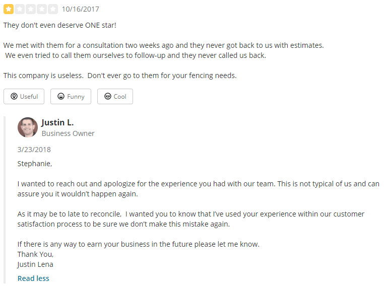 Customer service responses