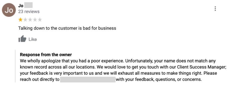 negative customer review